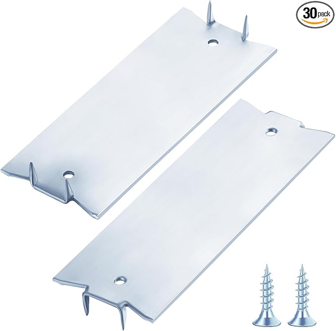 Wensilon(30 pcs) Zinc 1.5X4 Inch 16-Gauge Anti-Nail Protection Plate Shield, Nail Plate for Wood Studs, Steel Cable Wire Protector Plate with Sharp Pointed Prongs for Protection Plumbing and Wiring