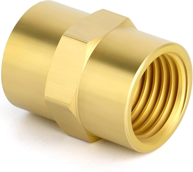 TAISHER 2PCS Brass Pipe Fitting, Coupling, 1-Inch Female Pipe x 1-Inch Female Pipe