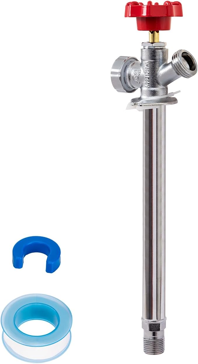 SUNGATOR 10 Inch Frost Free Sillcock, Anti-Siphon Outdoor Hose Valve, 1/2" MIP x 3/4" GHT Hose Bibb, No Lead Brass Garden Faucet/Spigot, MIP End for Both Pushfit and Threaded Connection