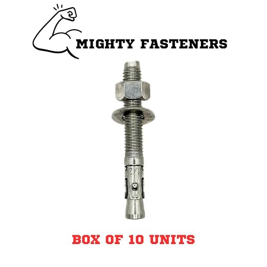 Premium 316 Stainless Steel Wedge Anchor, 1/2"-13 X 3-3/4" – Heavy Duty Corrosion Resistant Fastener for Concrete and Masonry Applications 10 Pack
