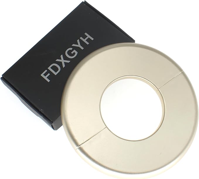 FDXGYH 2 Pcs 2.0 Inch ABS Wall Split Flange Self-Adhesive tape Round Escutcheon Plate Cover for Water Pipe Faucet Decoration Accessories [Gold]