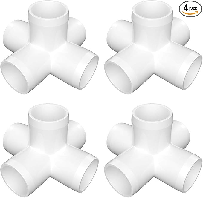 1-1/2" PVC 5 Way (4-Pack) Elbow, UV Resistant, Fits 1-1/2" Sch 40 PVC Pipes