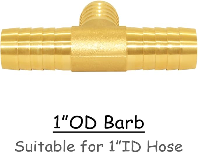 1PCS Solid Brass 1" OD Barb Tee Splicer Mender Hose Barb Fitting 3-Way Union Intersection for Water/Oil/Gas