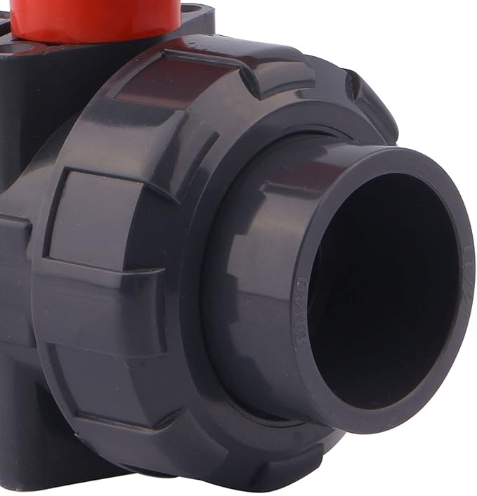 DERNORD PVC True Union Ball Valve with Full Port, EPDM O-Rings, and Reversible PTFE Seats,Rated at 200 PSI (1 1/2 inch Socket)