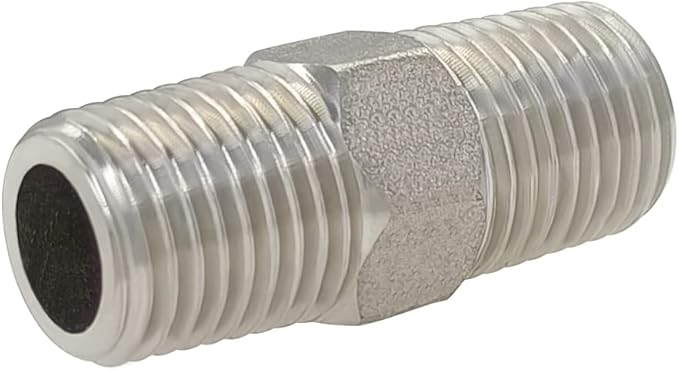 Hooshing 1/4" NPT Stainless Nipple Male to Male Pipe Fittings for Brew Kit Home Piping, Pack of 4