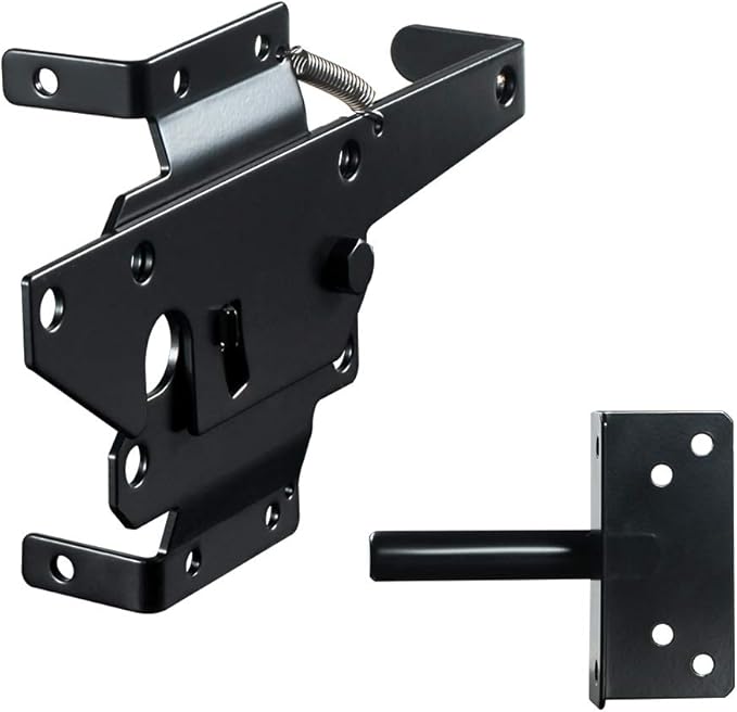 skysen Carbon Steel Self Closing Vinyl Fence Single Gate Hinge and Latch Hardware Kit -2 Hinges and 1 Latch (Single Gate Kit-cs)