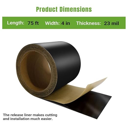 Flashing Tape Waterproof, Window and Door Flash Tape with Acrylic Adhesive, Self-Healing Flexible Roof Flashing Tape, Industrial-Grade All Weather for Building Waterproofing, 4 in x 75 ft