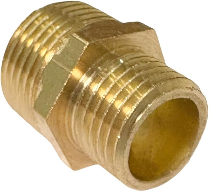 3/8" x 1/4" Male Threaded Hex Nipple Reducer Brass NPT Pipe Fitting Adapter Straight Connectors Pack of 2