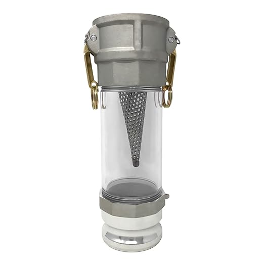 Gloxco 3" in-line Camlock Polycarbonate Sight Glass and Strainer Assembly (CAM-30-SGST-PCAL)