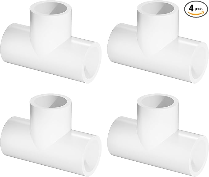 1-1/2" Tee 3-Way Pipe Fittings, 4 Pcs Heavy Duty Right Angle Connector (Socket x Socket), Schedule 40 Coupling Adapter