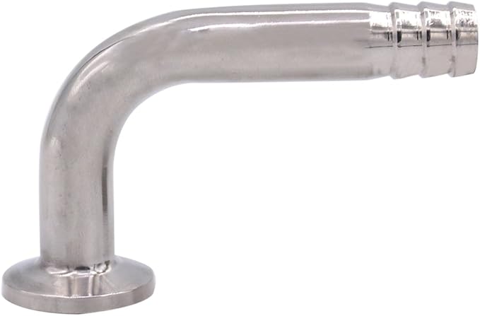 DERNORD Sanitary Hose Barb Pipe Fitting 0.75" Tri Clamp (25MM Ferrule) 90 Degree Elbow (Tube OD: 1/2"/12MM (3/4 Tri-clamp))