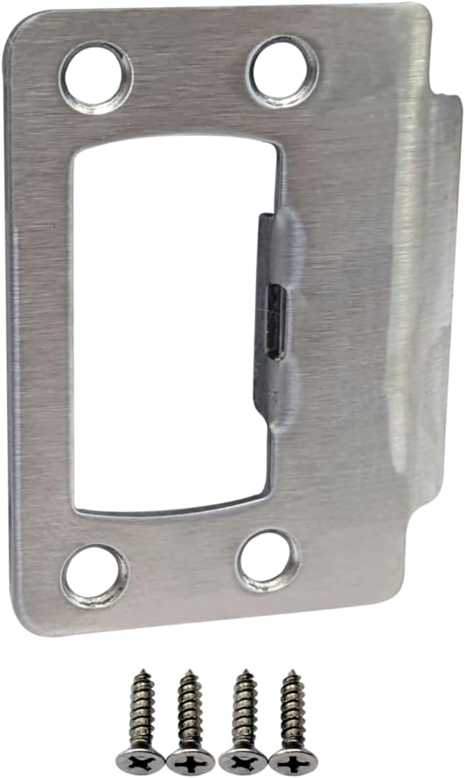 QCAA Stainless Steel Door Latch Restorer Strike Plate, Universal Door Lock Plate, 2-1/4" x 1-3/4", Satin SS304, 1 Pack, Made in Taiwan