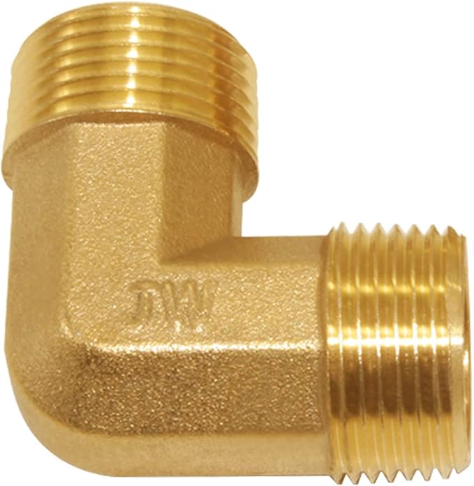 Joywayus 90-Degree Male Elbow Garden Hose Pipe Fitting Forged Brass Right Angle 3/4" GHT Male x 3/4" GHT Male (Pack of 2)