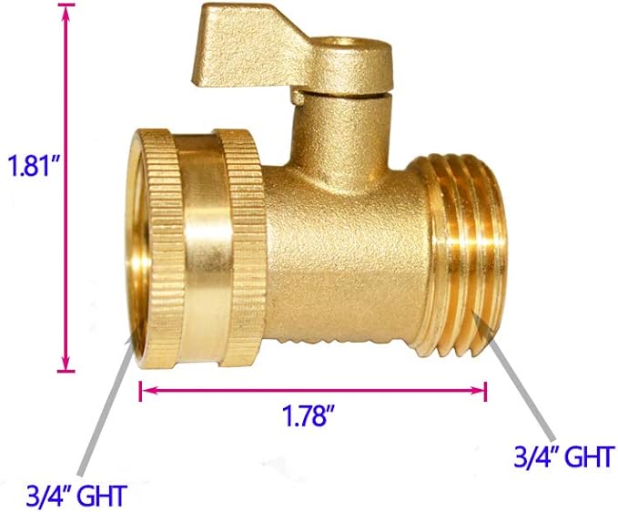 HQMPC Garden Hose Shut Off Valve 3/4" GHT Heavy Duty Hose On Off Valve Ball Valve 2 Pack With 4Pcs Washers
