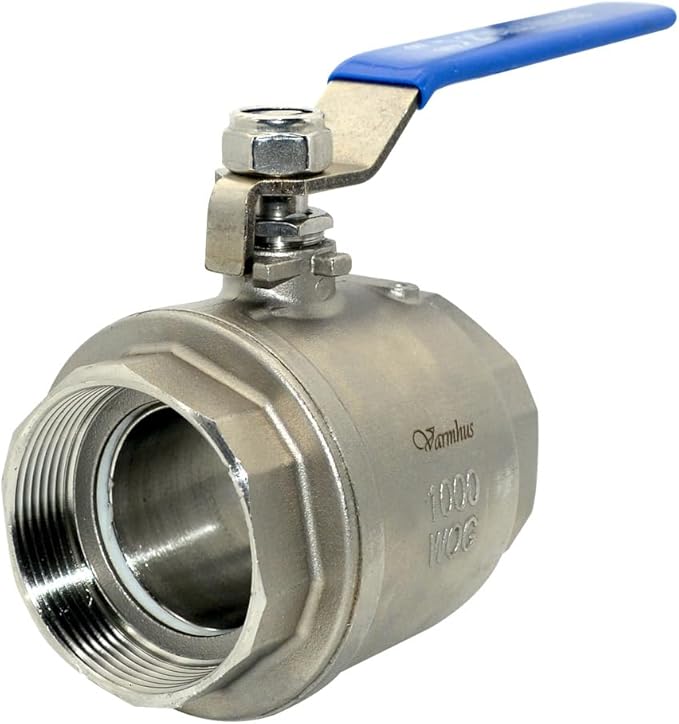 VARMHUS NPT Female 316 Stainless Steel Full Port Ball Valve Vinyl Handle WOG1000 (2")