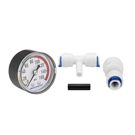 MEASUREMAN Water Pressure Gauge, Compatible with Reverse Osmosis (RO) Filter Systems, Water Filters 160 PSI with T-Valve Adapter – Home Water Pressure Tester Lead & BPA-Free, Easy Installation