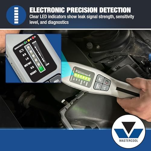 Mastercool 53551 Automotive A/C Tracer Gas Leak Detection Kit, 95% Nitrogen / 5% Hydrogen System, Includes 55975 IntellaSense III Detector, R134a & R1234yf Compatible