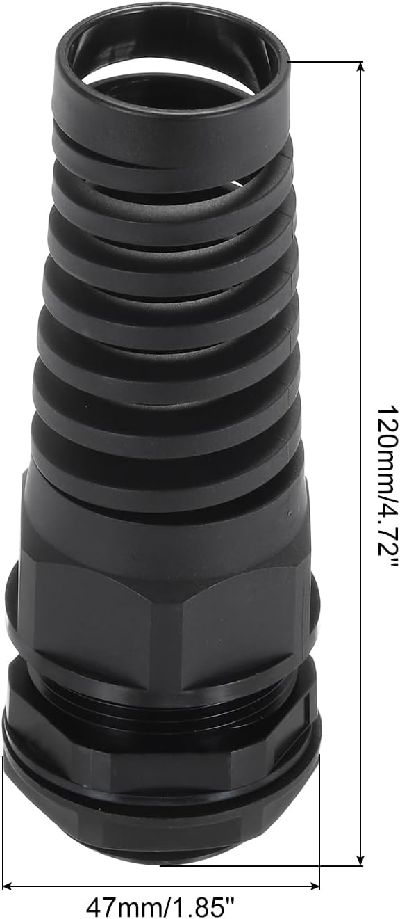 uxcell 2Pcs G1" IP68 Cable Gland Waterproof 18-25mm Adjustable Strain Relief Cord Connector Spiral Nylon Joint Gasket for Cable Wire, Black