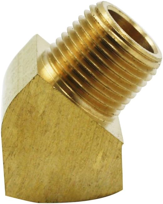 Brass Pipe Fitting, 45 Degree Barstock Street Elbow, 1/4" NPT Female x 1/4" NPT Male (Pack of 20)