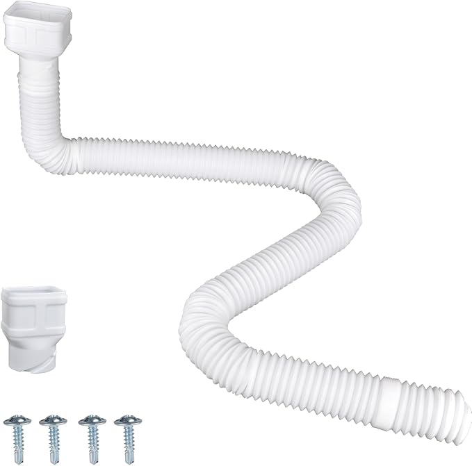 16.5ft Long Gutter Downspout Extensions, Downspout Extender Drainage Pipe for 2"×3" and 3"×4" Downspout, Outside Diameter 3.1 Inches, Pipe Stretched Length 16.5ft (White-1 pack)