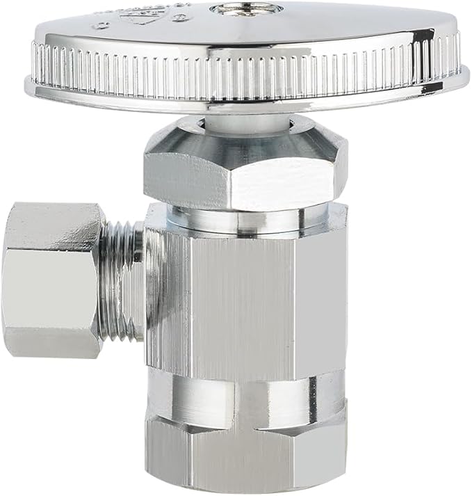 (Pack of 2) EFIELD Multi-Turn Angle Stop Valve 1/2" Fip Iron Pipe x 3/8" OD, LF Brass Chrome Plate, NSF/ANSI 61,(VALVE365-2PCS)