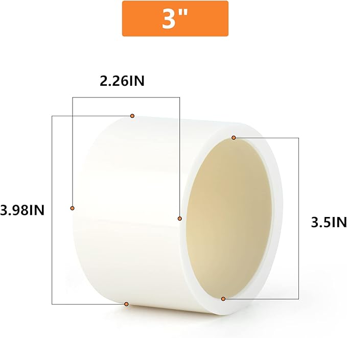 GASHER 4PCS PVC Pipe Fitting 3" PVC Pipe End Cap Plug Adapter, Furniture Grade Pipe Plug Socket Fittings, For Home or Industrial