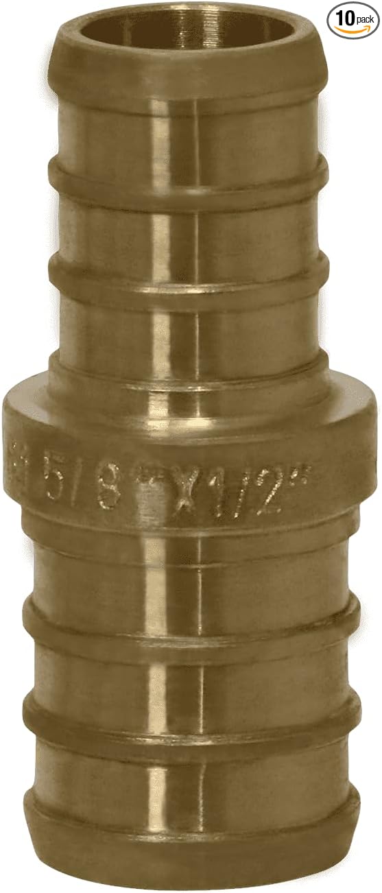XFITTING 10 Pcs Pex Coupling, 1/2" x 5/8", Brass, Coupling, PEX
