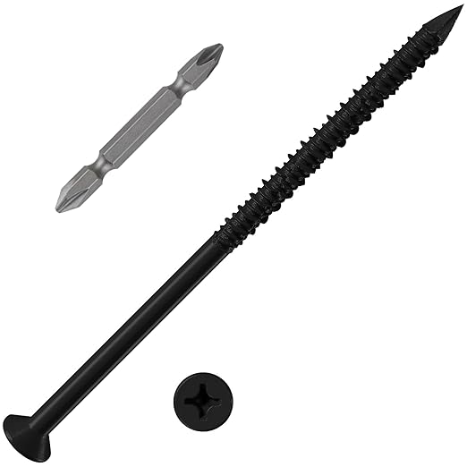 WenSilon(30 PCS) 1/4" x5 Black Concrete Screw Anchor Black Flat Head for Anchoring to Masonry, Block or Brick Stucco