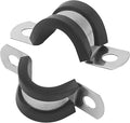 50 Pack 1/2 Inch Cable Clamps, 14mm Stainless Steel Rubber Coated Cushioned Insulated Pipe Clamp, Black Conduit Wire Holder Strap Clips for Tube, Pipe or Wire Cord Installation