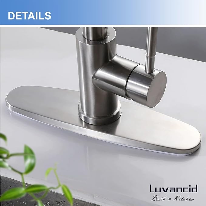 Brushed Nickel 10 inch Sink Faucet Hole Cover Deck Plate, 304 Stainless Steel Escutcheon for 1 or 3 Hole Kitchen, Bathroom or Vanity Sink, Fits Pull-Down, Pull-Out and Mixer Taps