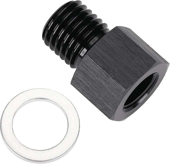 M12x1.5 Male Metric to 1/8 NPT Female Oil Pressure Sensor Adapter Fitting Reducing Bushing Aluminum Black