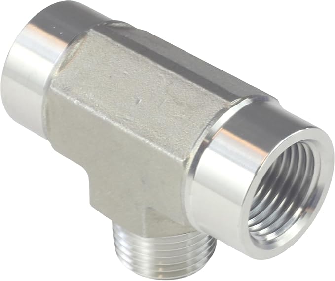HFS(R) 304 Stainless Steel Forged Pipe Fitting NPT Tee, 1/2" NPT Female x 1/2" NPT Male x 1/2" NPT Female, 3 Ways Branch Tee Connector Pipe Fitting