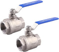 DERNORD Ball Valve Stainless Steel 304 1-1/4" NPT Heavy Duty for Water, Oil, and Gas with Blue Locking Handles (Pack of 2)
