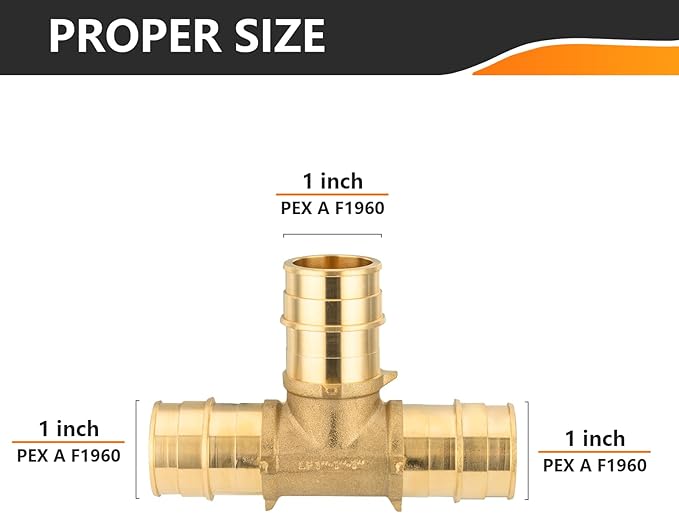 2-Pack HeSun PEX-A Fitting, 1"x1"x1" Expansion Tee, PEX Expansion Fitting Tee, ASTM F1960(PEX1960044)