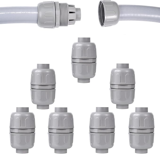 (7Pcs) NPT 3/4 inch Liquid-Tight Connector,PVC Flexible Conduit Double-Ended Connector,Straight 180 Degree,Two-Way Conduit Connector
