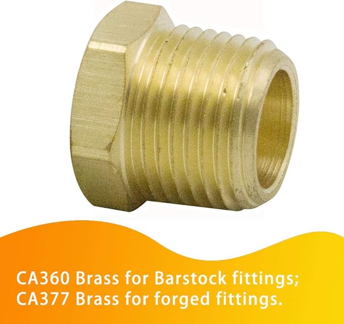Legines NPT Bushing 3/4" Male x 3/8" Female Reducing Adapter Hex Head Pipe Fitting 1200psi (Pack of 5)