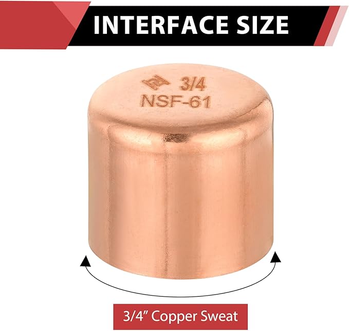 (Pack of 50) EFIELD 3/4-inch Solder Copper Pipe End Cap (Plug), LF Copper Plumbing Fittings with Sweat Solder Connection, Pro Pack,(COPPER021)