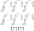 uxcell 6Pcs 60mm(2-3/8") One Hole Rigid Pipe Strap, 304 Stainless Steel Conduit Clamp Thicken U Bracket Heavy Duty Pipe Clamp with Self-Tapping Screws for Fixing Tube Cable, Silver