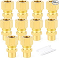 GASHER 10PCS Brass Compression Union Tube Pipe Fitting Connector, 5/16" Tube OD x 1/8" NPT Female Connector