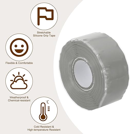 PATIKIL Grip Tape for Handles 1" x17ft, 2 Roll Self-Fusing Silicone Tape for Bike Handles Pull Up Bars Gym Equipment Plumb/Hose/Pipe Leaks Emergency, Grey