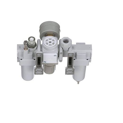 PneumaticPlus SAU200A-N02G-MEP - Dual Air System 1/4" NPT - Compressed Air Filter, Pressure Regulator & Lubricator w/Additional Free Air Port 1/4" NPT - Manual Drain, Metal Bowl