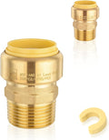 20-Pack HeSun Pushfit Male Adapter, 3/4" MNPT x 1/2" Push to Connect Plumbing Fittings with Disconnect Clip, Brass Push-fit Fittings for PEX, Copper, CPVC, PE-RT Pipes(PF026-20)