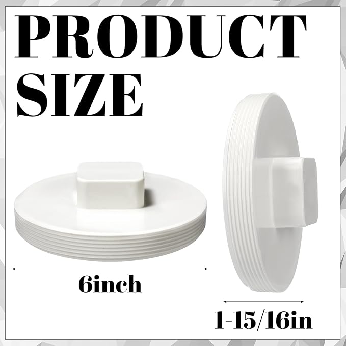 Frienda 6 Inch NPT Male Threaded PVC Cleanout Plug PVC DWV Pipe Fitting Flush Sewer Cleanout Cap Cover Adapter for Plumbing Water Line Drainage Piping System