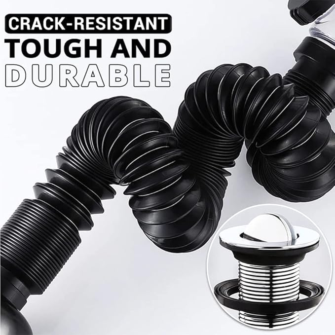 Bathroom Sink Drain Kit with Flexible Expandable P-Trap Pipe Anti-Odor Bathroom Sink Drain Pipe for 1-1/4" and 1-1/2" Hole