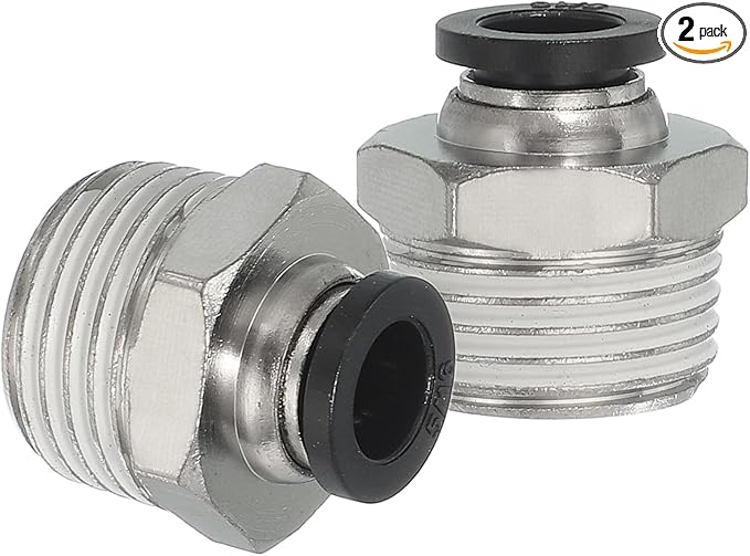 MECCANIXITY 2 Pcs NPT Push to Connect Air Fittings, Male Straight 5/16" Tube OD x 1/2" NPT Thread Air Quick Connector Coupling Adapter for Gas Hose Pneumatic Tools, Black