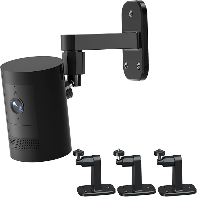 3Pack Camera Wall Mount,Compatible with R-ing Stick Up Cam Battery/Outdoor Cam Plus/Plug-in/Pro/Indoor Cam(1st Gen),360 Degree Adjustable No Drilling Mount for Outdoor Indoor Cameras,Black