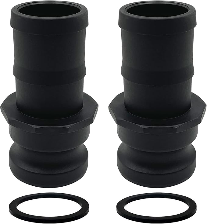2PCS Camlock Fittings Poly E-200 2" Type E Standard Couplings Cam lock Fittings Polypropylene Cam Groove Fitting Male Camlock with a Hose Shank(2 inch, Type E)