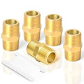 TAISHER 5PCS Brass Pipe Fitting Adapter, Hex Nipple, 3/4-Inch Male Pipe x 3/4-Inch Male Pipe