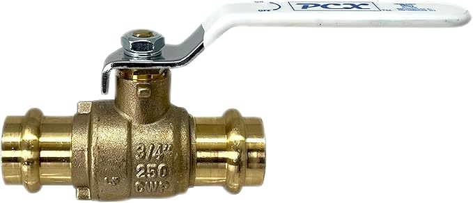PROCURU 10-Pack 3/4-Inch Press Copper Ball Valve, Heavy Duty Brass Body, Full Port, LF Certified Safe (3BP075-10P)