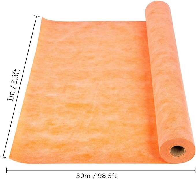 Waterproof Membrane for Shower 3.3 ft x 98.5 ft / 323 Square Feet Waterproofing Membrane 20mil Thickness Tile Underlayment Waterproof for Sauna Bathroom Walls 323 sqft Polyethylene Fabric Roll